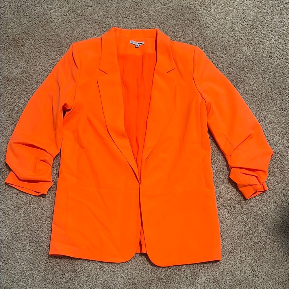 Fashion Nova Neon Orange Blazer Jacket